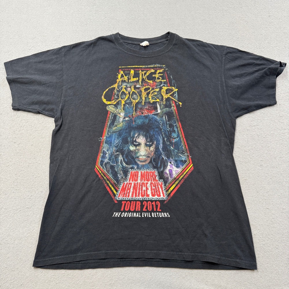 Alice Cooper T-Shirt Mens XL Black No More Mr Nice Guy Concert Tour 2012 Graphic